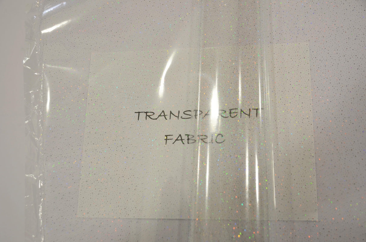 Transparent Glitter TPU Fabric - Holographic Rainbow, Waterproof, 54" Width (Yards)