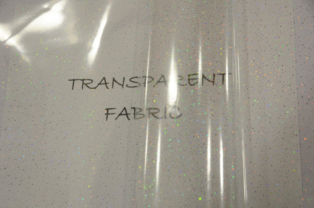 Transparent Glitter TPU Fabric - Holographic Rainbow, Waterproof, 54" Width (Yards)