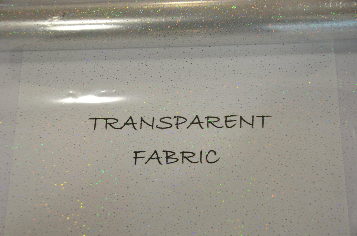 Transparent Glitter TPU Fabric - Holographic Rainbow, Waterproof, 54" Width (Yards)