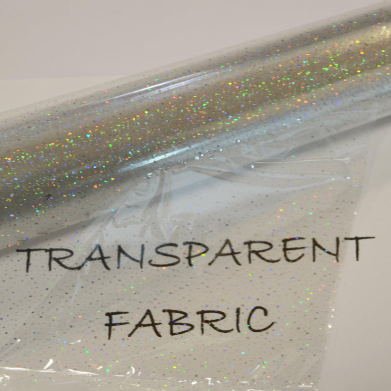 Transparent Glitter TPU Fabric - Holographic Rainbow, Waterproof, 54" Width (Yards)