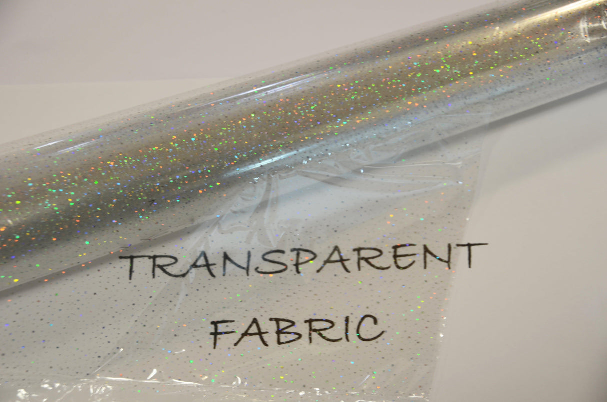 Transparent Glitter TPU Fabric - Holographic Rainbow, Waterproof, 54" Width (Yards)