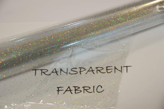 Transparent Glitter TPU Fabric - Holographic Rainbow, Waterproof, 54" Width (Yards)
