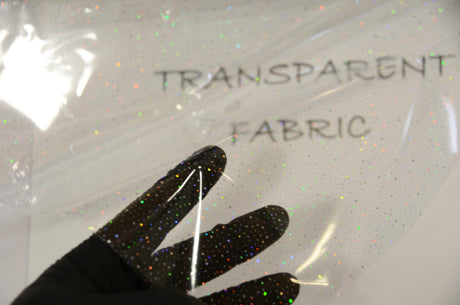 Transparent Glitter TPU Fabric - Holographic Rainbow, Waterproof, 54" Width (Yards)