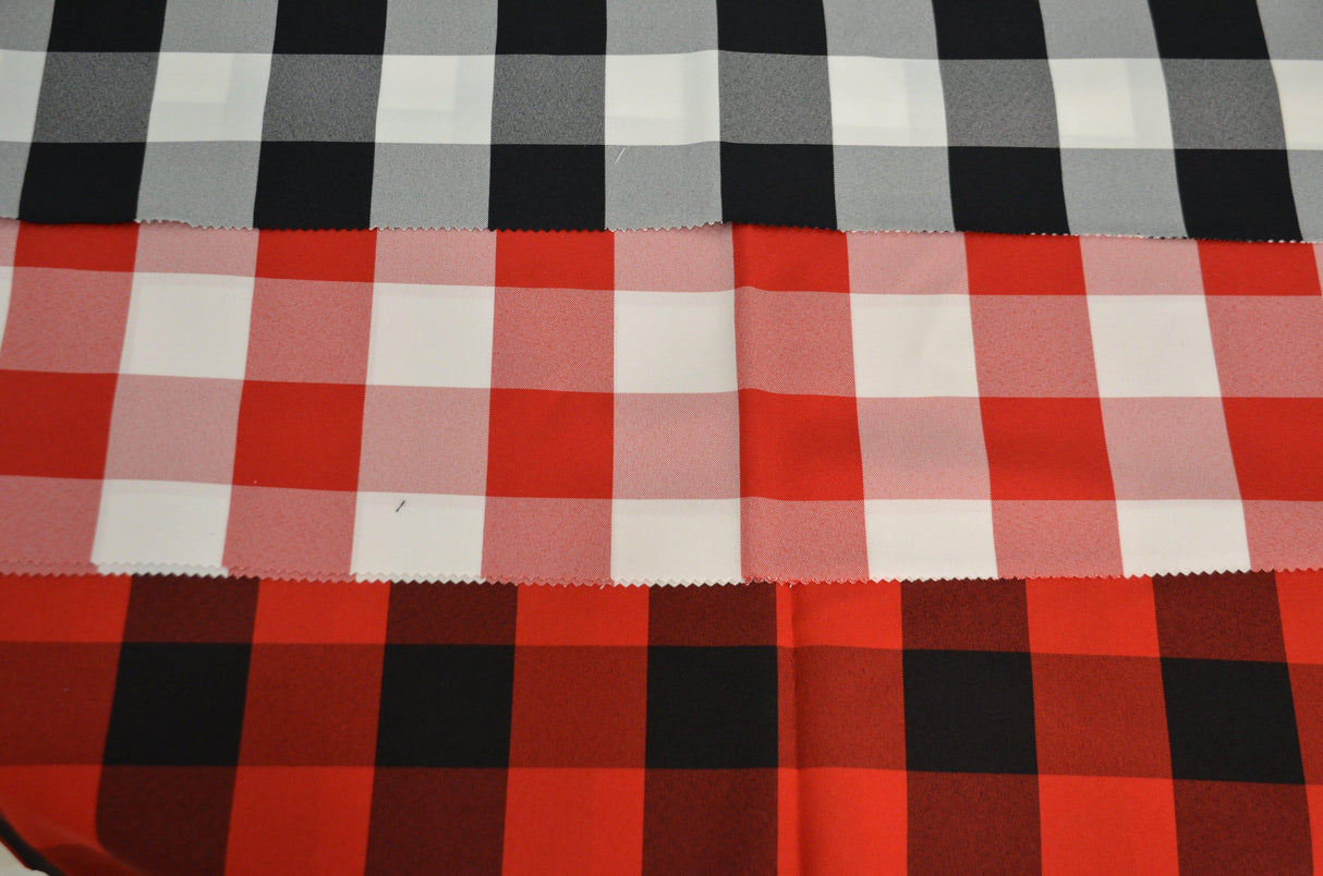 Buffalo Plaid Gingham Checkers Polyester Fabric - Black White Plaid Checkers, 60" Width (1 Yard)