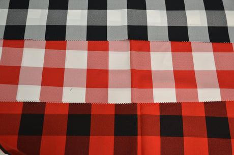 Buffalo Plaid Gingham Checkers Polyester Fabric - Black White Plaid Checkers, 60" Width (1 Yard)