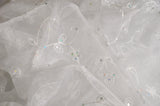 Dahlia Organza Embroidery Polyester Fabric - Embroidered Floral Sheer With Sequins Embellishment, 54" Width (1 Yard)
