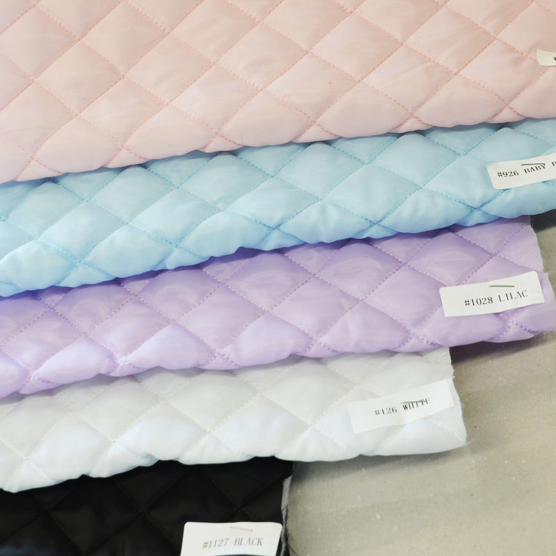Quilted Polyester Batting Fabric - Diamond Quilted Padded Lining, 58/60" Width (1 Yard)