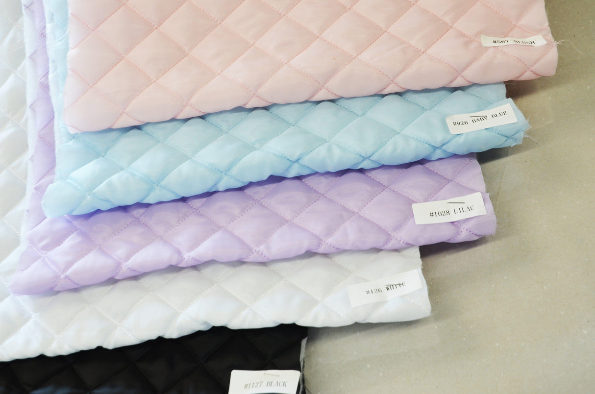 Quilted Polyester Batting Fabric - Diamond Quilted Padded Lining, 58/60" Width (1 Yard)