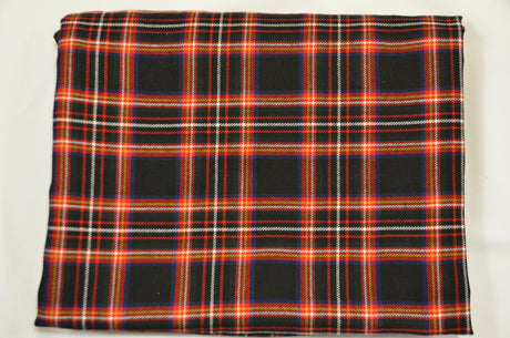 Irish Black Tartan Poly Rayon Fabric - Black And Red Plaid Checker, 60" Wide (1 Yard)