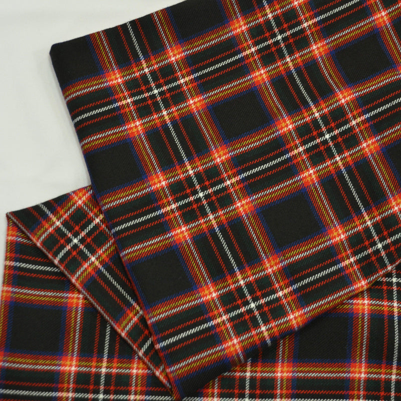 Irish Black Tartan Poly Rayon Fabric - Black And Red Plaid Checker, 60" Wide (1 Yard)