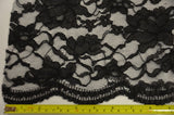Black Heavy Scalloped Lace Polyester Fabric - Double Sided Scalloped, Black, 58/60" Width (Yards)