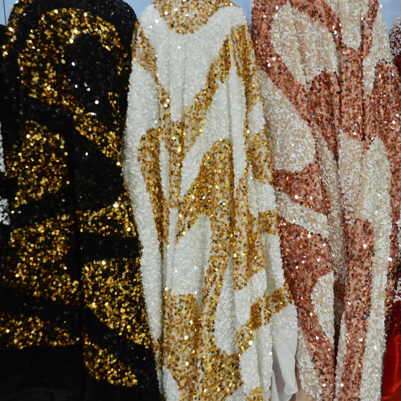 Sequins Velvet Wave Spandex Velvet Fabric - Two Tone Sequins, Multiple Colors, 58/60" Width (1 Yard)