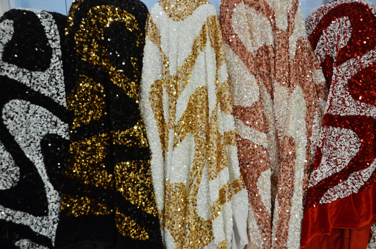 Sequins Velvet Wave Spandex Velvet Fabric - Two Tone Sequins, Multiple Colors, 58/60" Width (1 Yard)
