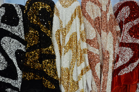 Sequins Velvet Wave Spandex Velvet Fabric - Two Tone Sequins, Multiple Colors, 58/60" Width (1 Yard)