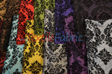 Damask Flocking Taffeta Fabric - Flocking Velvet Damask, 58/60" Width (1 Yard)