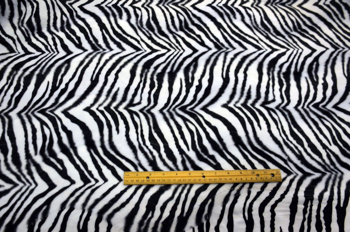 Velboa Faux Fur Polyester Fabric - White Black Zebra, White Black Cow, Gold Leopard, 60" Width (1 Yard)