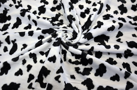Velboa Faux Fur Polyester Fabric - White Black Zebra, White Black Cow, Gold Leopard, 60" Width (1 Yard)