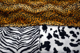 Velboa Faux Fur Polyester Fabric - White Black Zebra, White Black Cow, Gold Leopard, 60" Width (1 Yard)