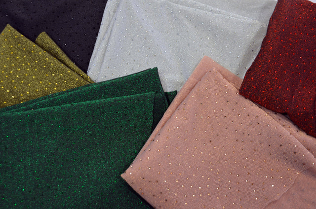 Diamond Glimmer Knit Polyester Spandex Fabric - Metallic Glitter, 56" Width (1 Yard)
