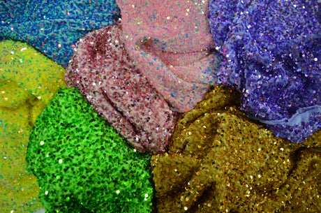 Sequins Stretch Velvet Polyester Spandex Fabric - Sequins On Plush Velvet, Multiple Colors, 60" Width (By The Yard)