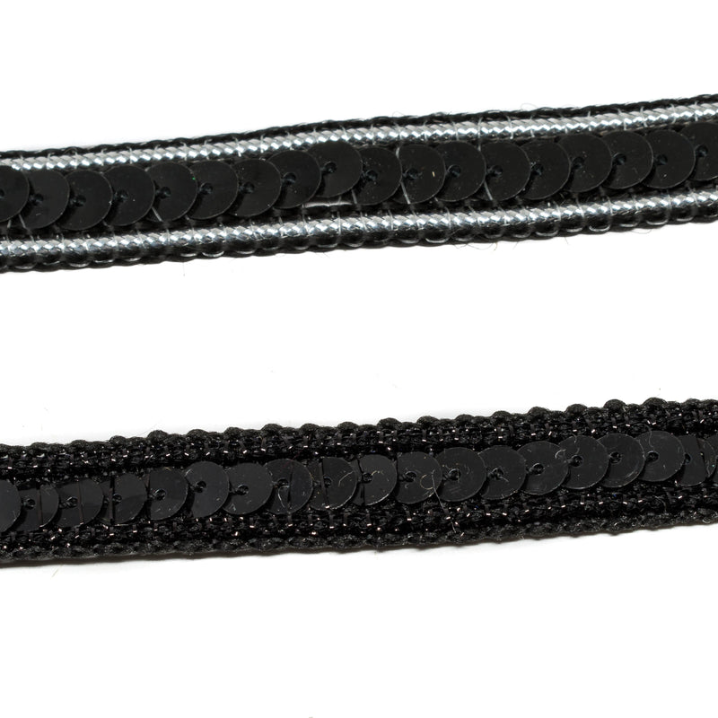 Sequins Trim Black Mesh 0.50"