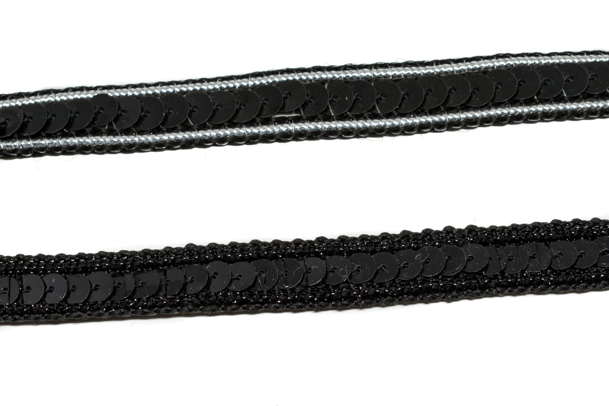 Sequins Trim Black Mesh 0.50"