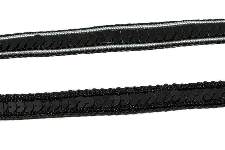 Sequins Trim Black Mesh 0.50"