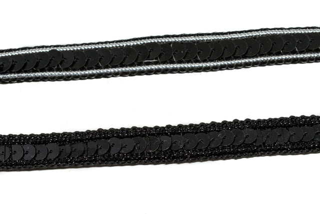 Sequins Trim Black Mesh 0.50"