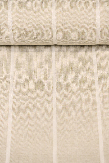 Linen Herringbone Yarn-Dyed Stripe Snow