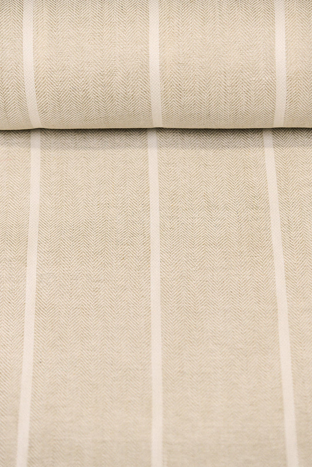 Linen Herringbone Yarn-Dyed Stripe Snow