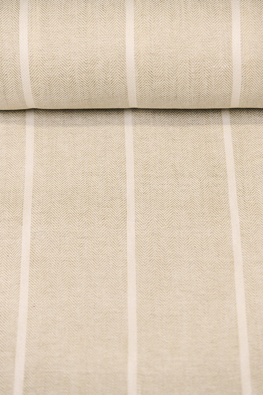 1 Yard Snow White Herringbone Stripe Linen Soft Home Decor Fabric 54" Width