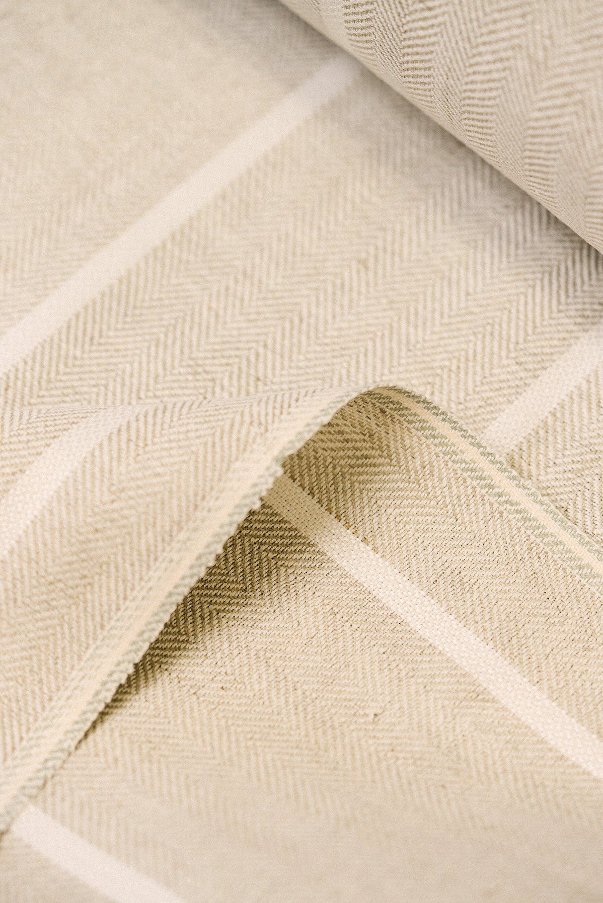 1 Yard Linen Novelty Herringbone Yarn Dyed Stripe Fabric Softened Color Snow 54" Width