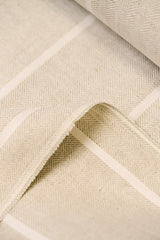 1 Yard Linen Novelty Herringbone Yarn Dyed Stripe Fabric Softened Color Snow 54" Width