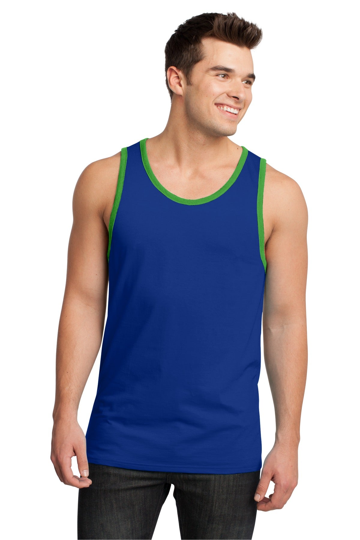 DISCONTINUED District® - Young Mens Cotton Ringer Tank