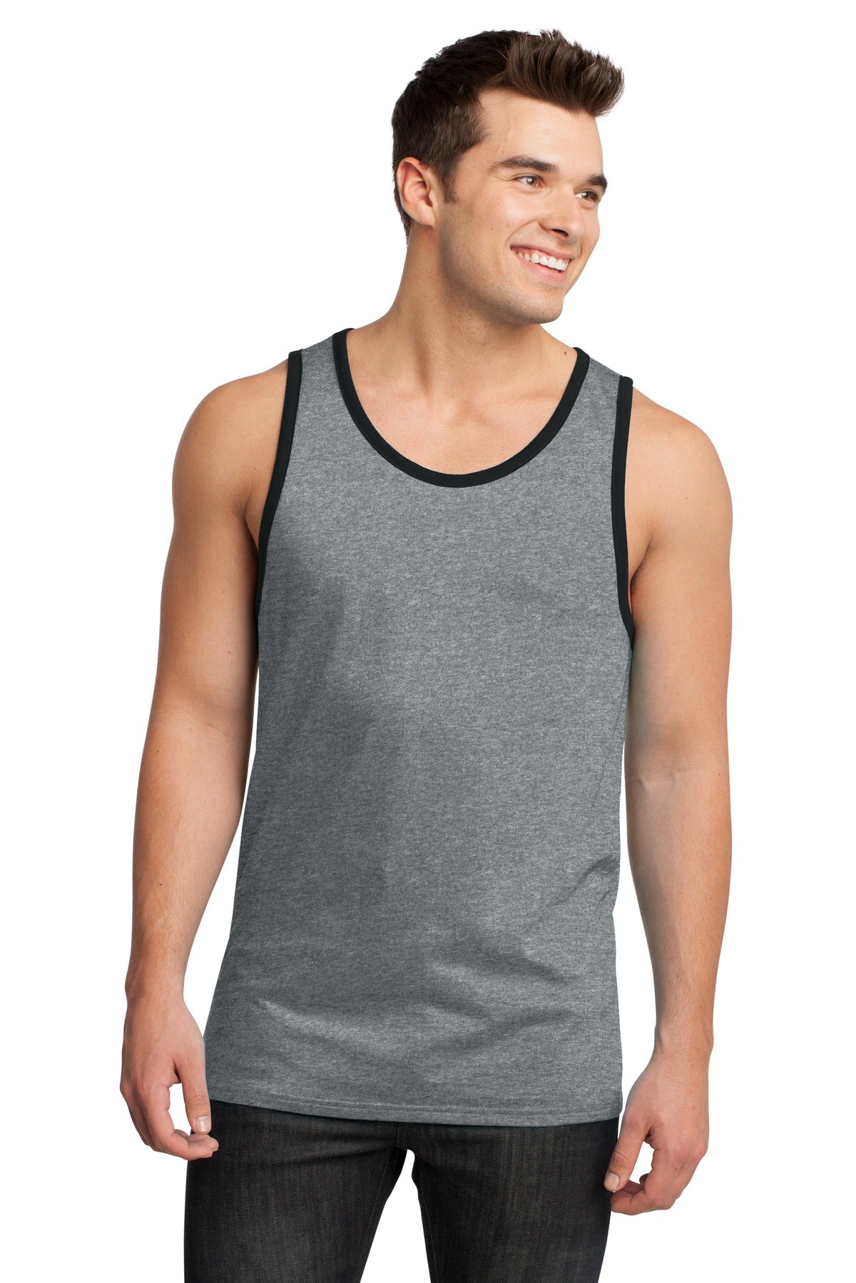 DISCONTINUED District® - Young Mens Cotton Ringer Tank