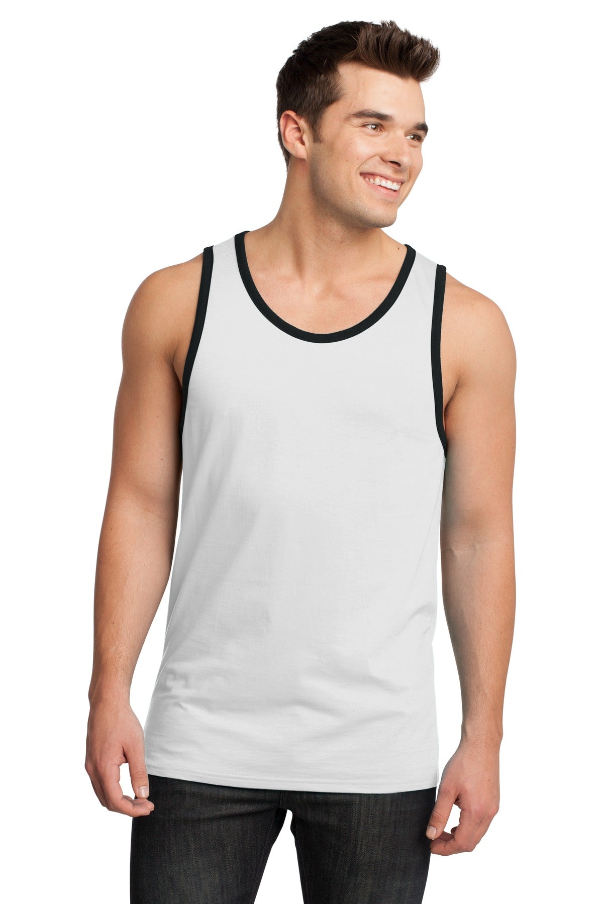 DISCONTINUED District® - Young Mens Cotton Ringer Tank