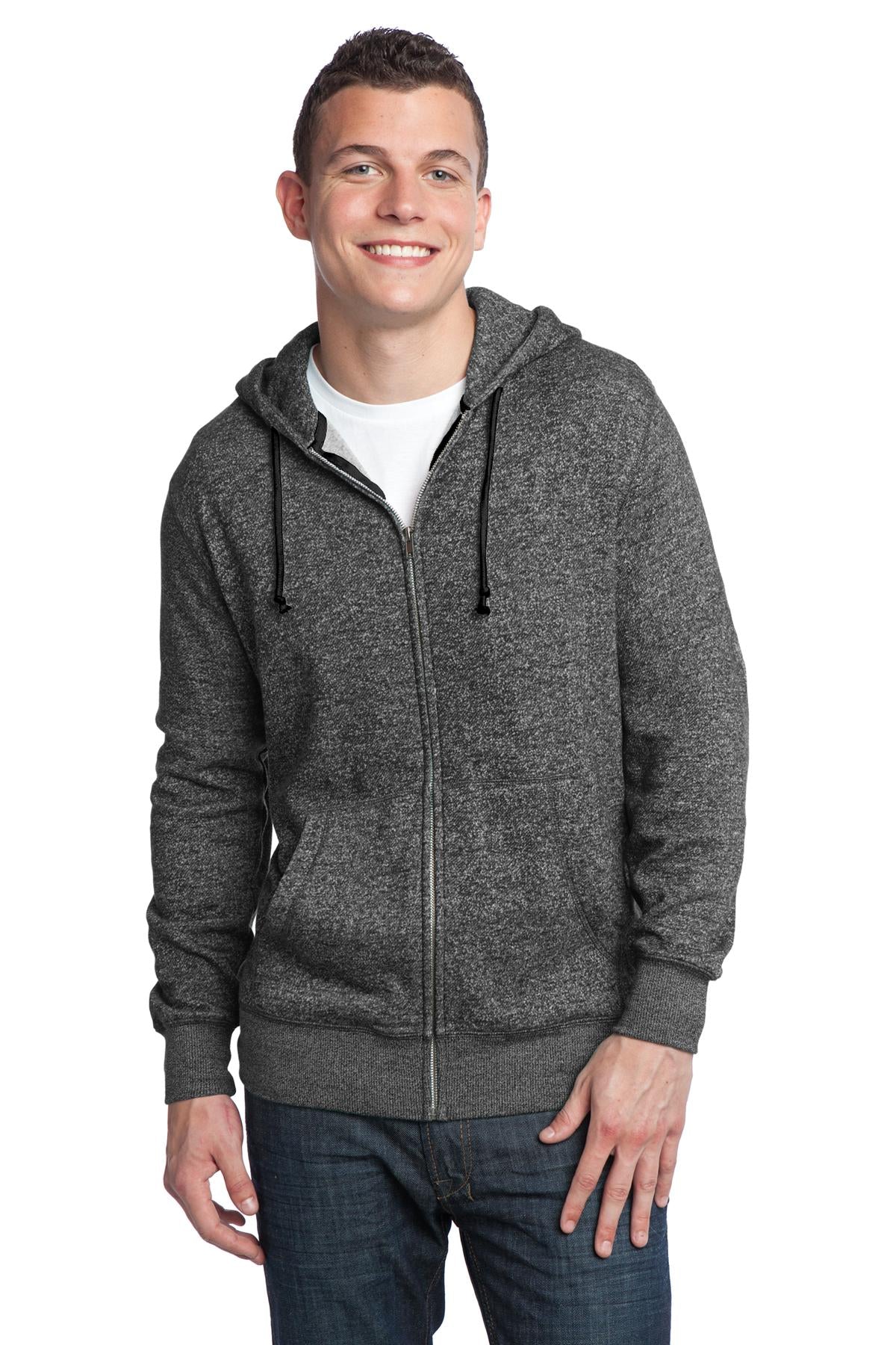 DISCONTINUED District® - Young Mens Marled Fleece Full-Zip Hoodie