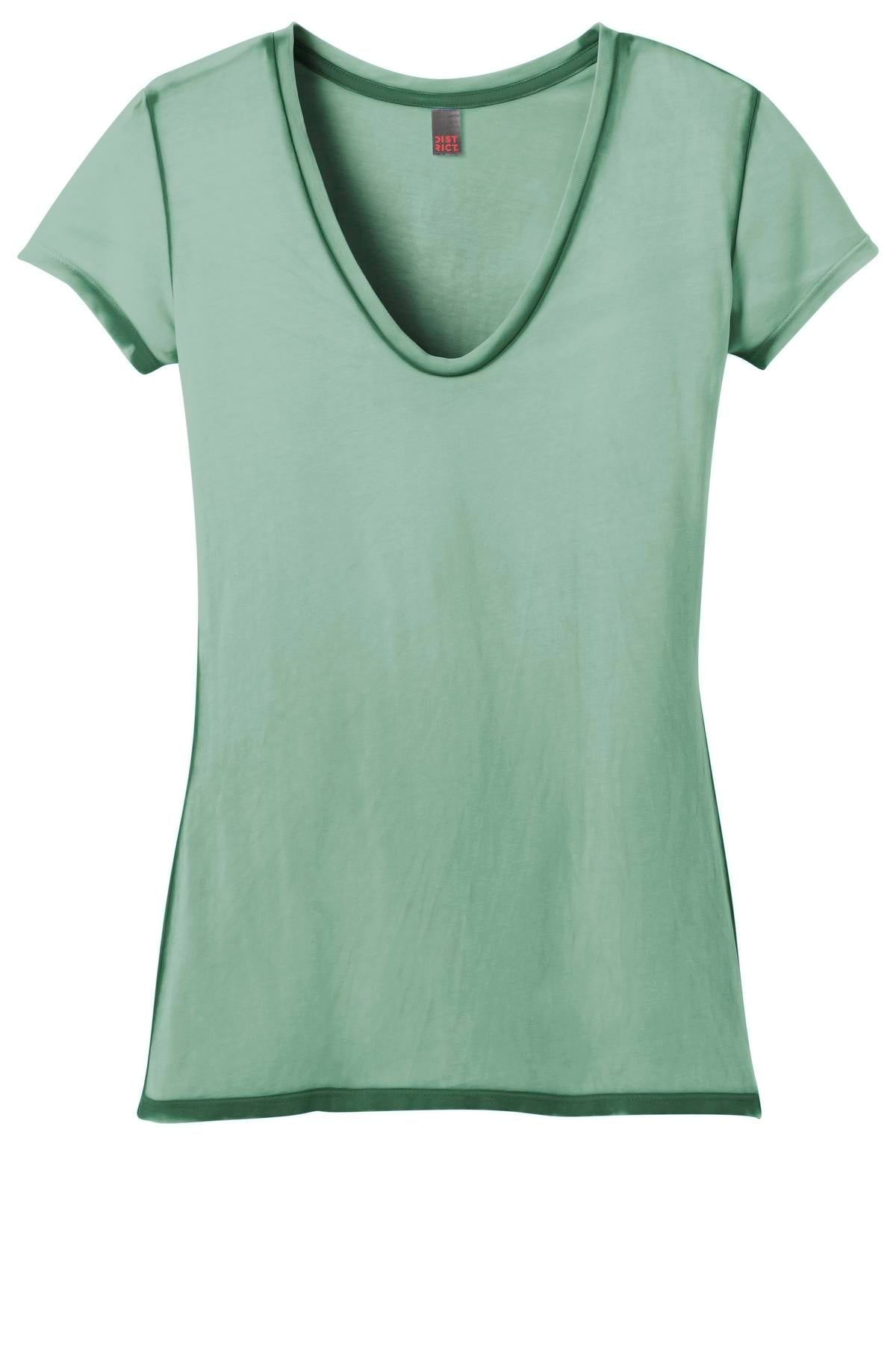 DISCONTINUED District® - Juniors Faded Rounded Deep V-Neck Tee