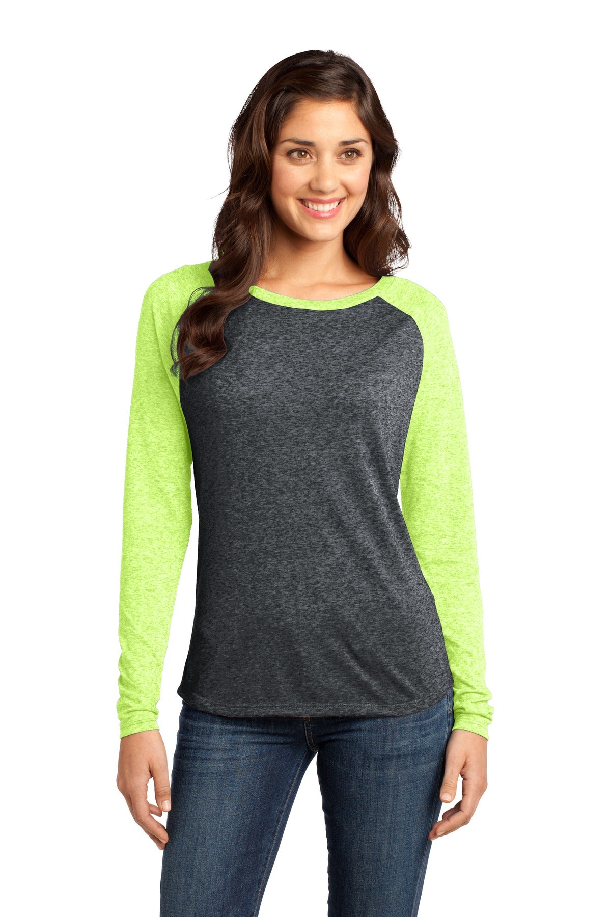 DISCONTINUED District® - Juniors Microburn® Long Sleeve Raglan Tee