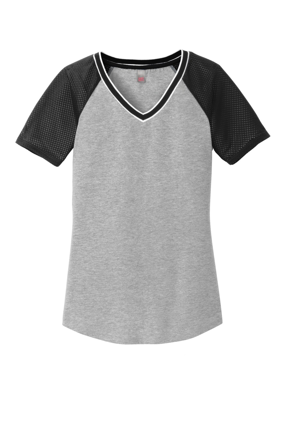 DISCONTINUED District® Juniors Mesh Sleeve V-Neck Tee