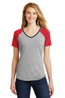 DISCONTINUED District® Juniors Mesh Sleeve V-Neck Tee