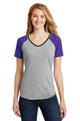 DISCONTINUED District® Juniors Mesh Sleeve V-Neck Tee