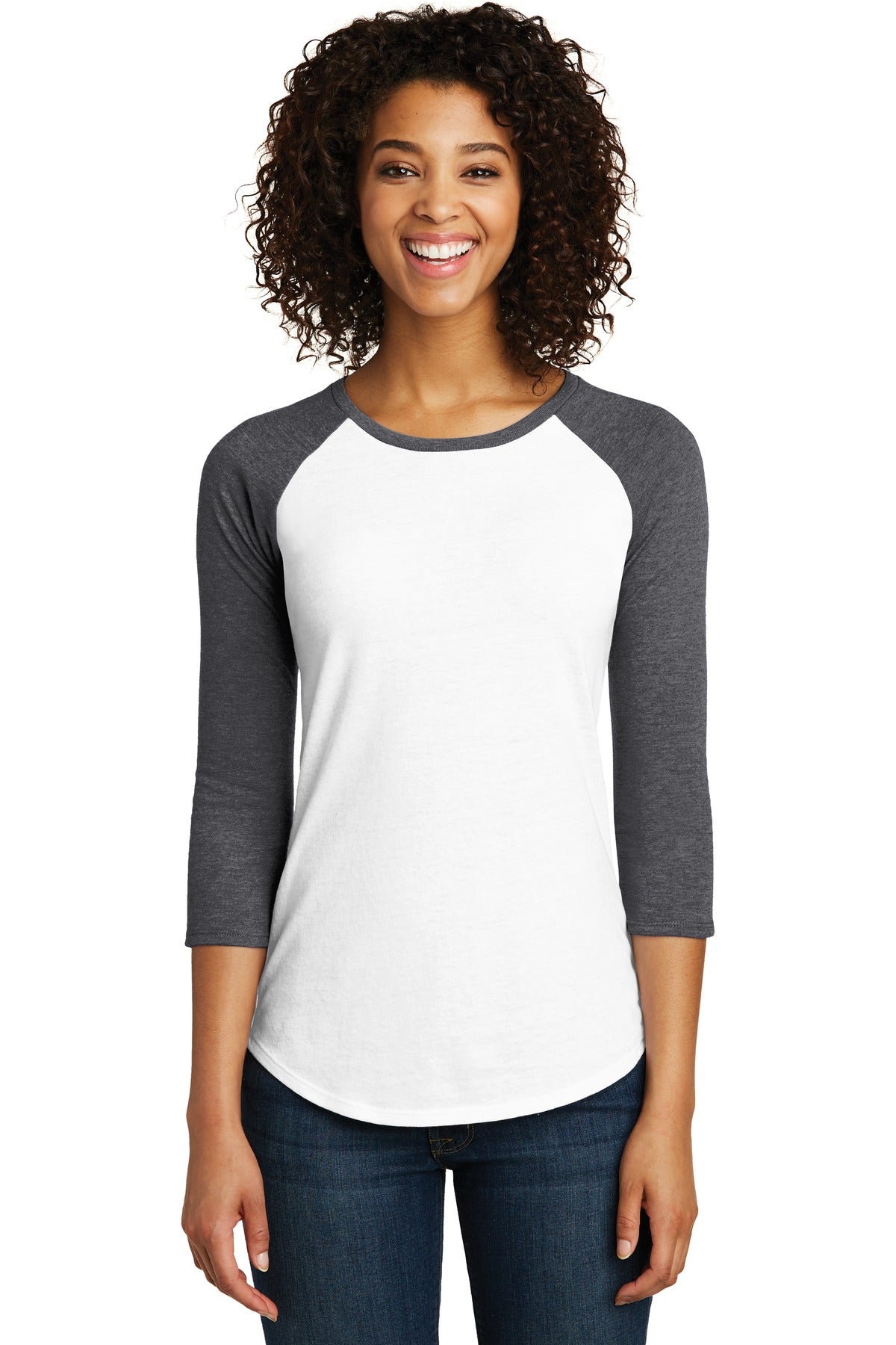 DISCONTINUED District® Women's Fitted Very Important Tee® 3/4-Sleeve Raglan