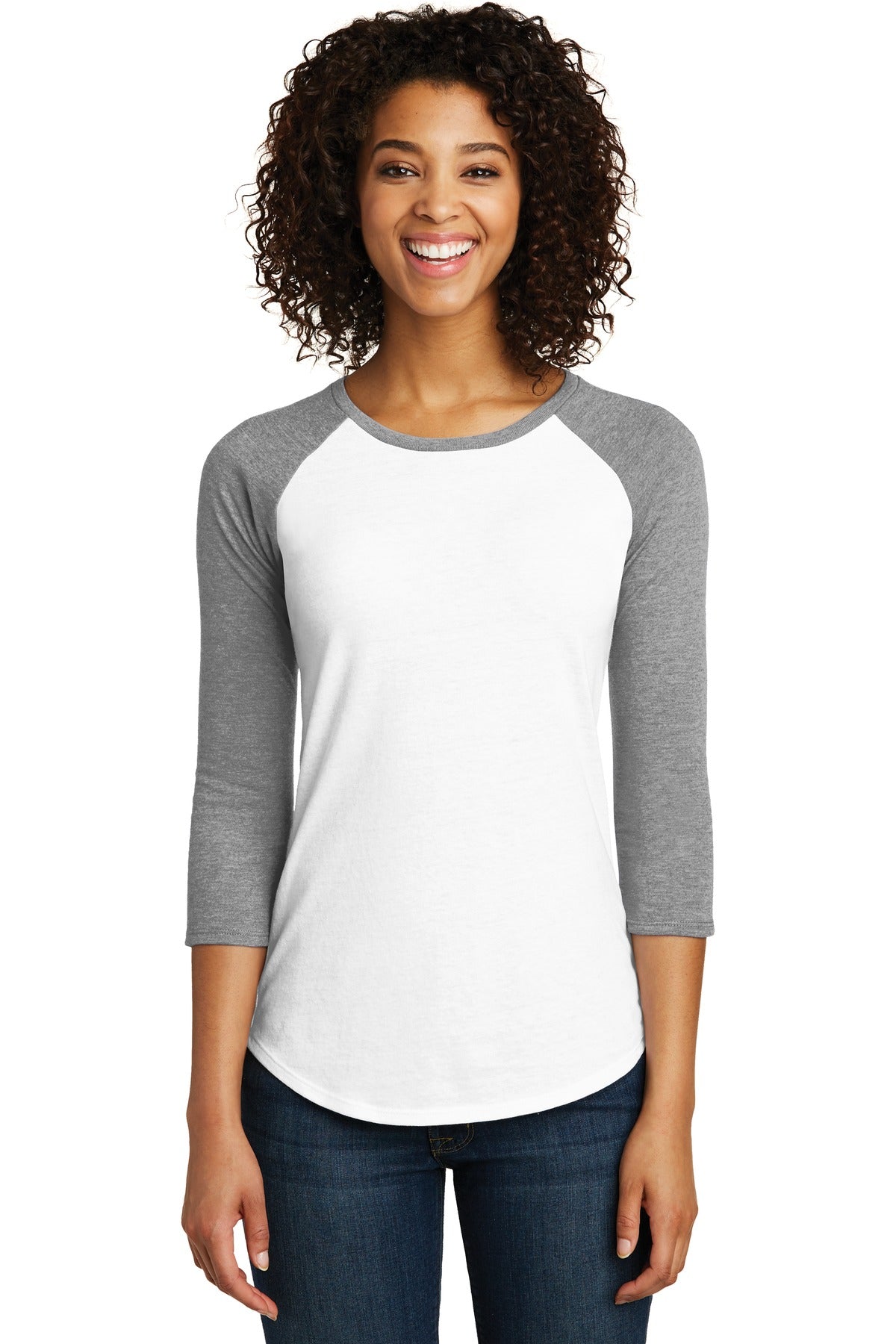 DISCONTINUED District® Women's Fitted Very Important Tee® 3/4-Sleeve Raglan