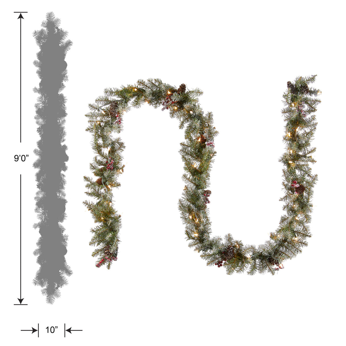 Pre-Lit Dunhill Fir Garland with Clear Lights, 9 Foot