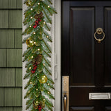 Pre-Lit Dunhill Fir Glittery Gold Garland with Warm White LED Lights, 9 Foot