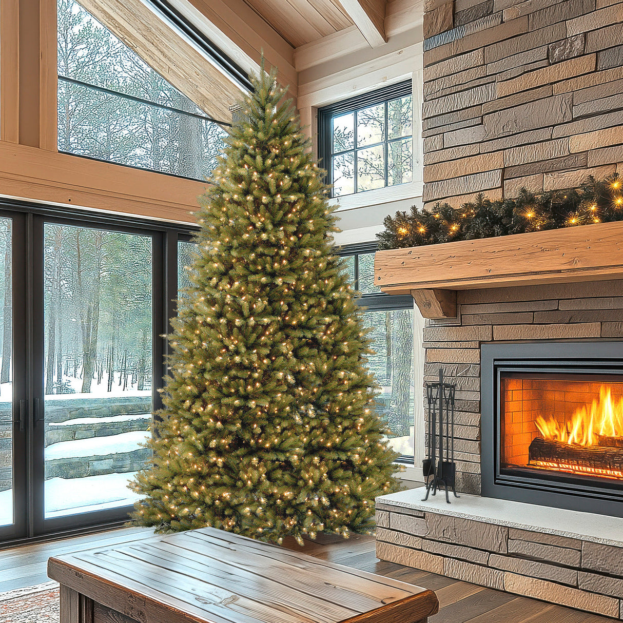 10ft Pre-Lit Dunhill Fir Christmas Tree with Clear LED Lights