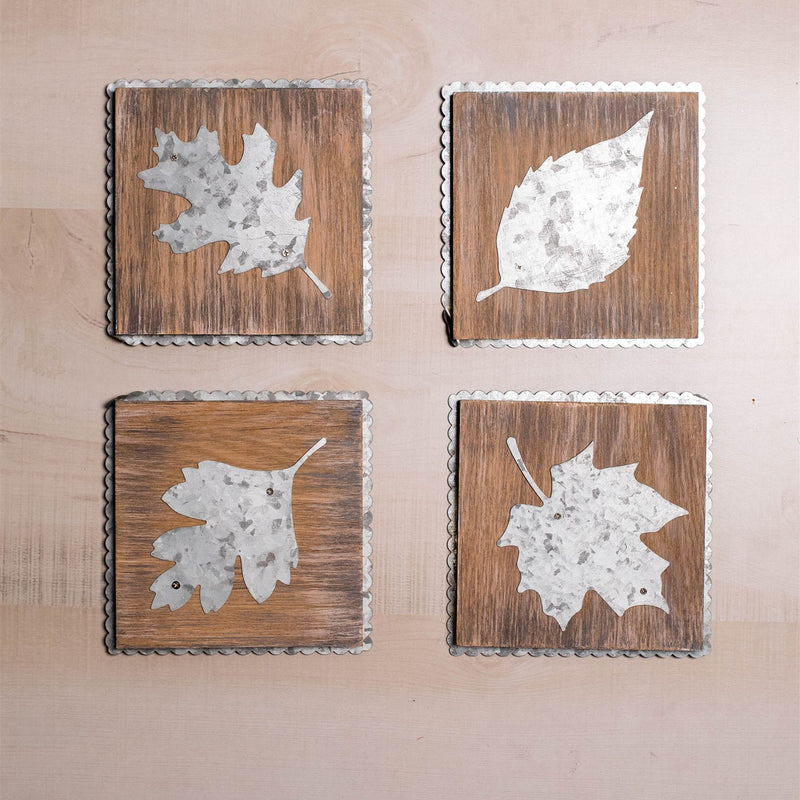 5.5" x 5.5" Tin Galvanized Leaf Wall Decor