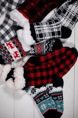 Buffalo Plaid Thermal Slipper Socks with Non-Slip Grippers