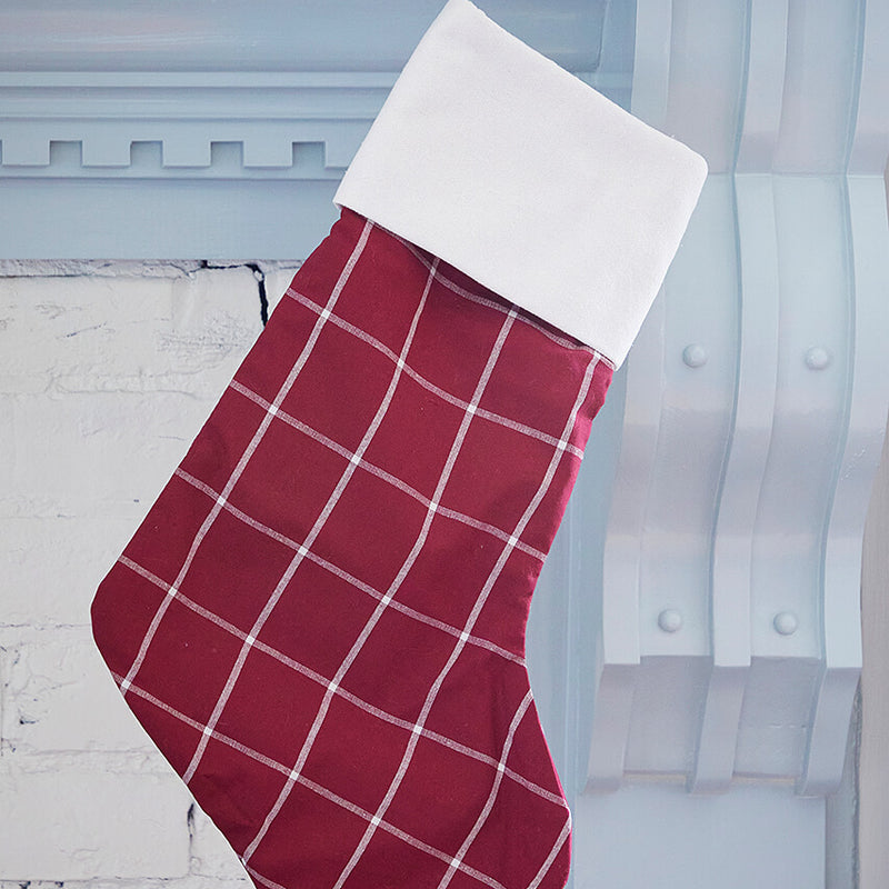 Burgundy Stocking with White Stripes